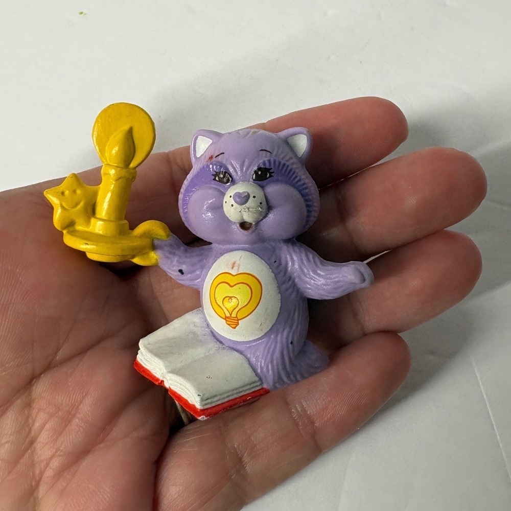 Vintage 1980s Care Bears Cousins Bright Heart Raccoon Mini Figure Candle Book